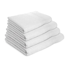 ENERGY PLUS - Kit X4 toallas de baño de cuerpo extragrande 100 algodón Blanco