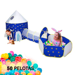 IMPORTADORA MAKA - Piscina De Pelotas Túnel Carpa Niños Infantil + 50 Pelotas.