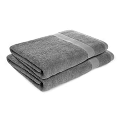 ENERGY PLUS - Kit x2 Toallas de baño de cuerpo 100 algodón 70x140 cm Gris