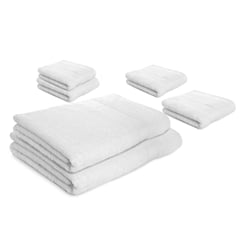 ENERGY PLUS - Set X6 toallas hoteleras: 2 de cuerpo + 4 toallas de manos Blanca