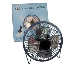 POLUX - Ventilador Mesa 6” Metálico Alta Velocidad Aire Negro HEJ HJ-T-18-1