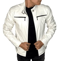 GENERICO - Chaqueta Chamarra Cuero Sintetico Para Hombre Slim