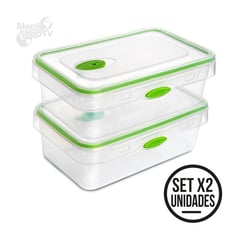 CHEF MASTER - Set X2 Recipientes para cocina tapper hermético portacomida Verde