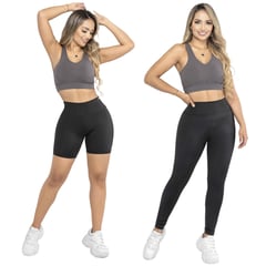 THIN & HAPPY - Combo X2 Leggins deportivos tiro alto Biker Short licra