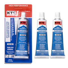 KTC - Set X3 Sellador Adhesivo De Silicona Transparente RTV 85Gr