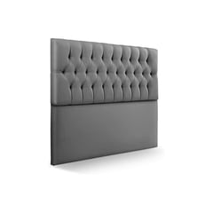 GENERICO - Cabecero base cama doble 140x60+60 capitoneado rombos gris tela