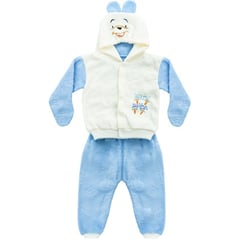 GENERICO - Conjunto pijama 2 piezas troquelada panda - azul 0-3 meses