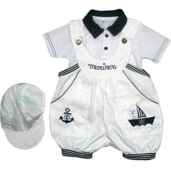 GENERICO - Conjunto marinero 3 piezas para bebe glotoncitos - blanco.