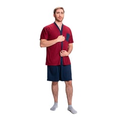 ROMANELLA - Pijama de short TOMAS CC Para Hombre abierta - Vino Tinto