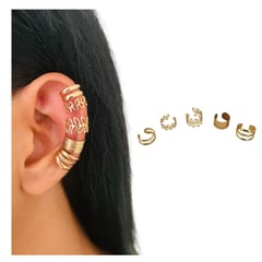 GENERICO - Arete Ear Cuff Simulador Set Entre Hojas