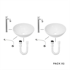 CCOL - Packx2 Combos Lavamanos Grifería Agua Fria Inox D05 push