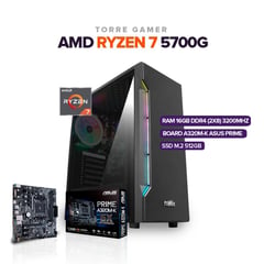 AMD - PC GAMER RYZEN 7 5700G RAM 16GB DDR4 SSD 512GB M.2 BOARD A520M-K