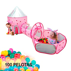 IMPORTADORA MAKA - Tunel Carpa Castillo para Niñas Infantil Niño + 100 pelotas.