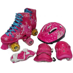 GENERICO - Patines + Kit Protección Niña Deporte Infantil TALLA 32