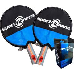 SPORT FITNESS - Raquetas ping pong + 6 pelotas con estuche