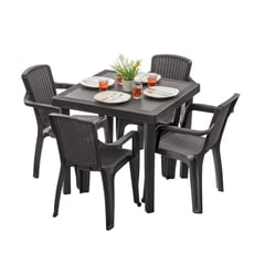 PLASTICOS MQ - Juego De Comedor Para Exterior 4 Puestos Infinity Marca Mq