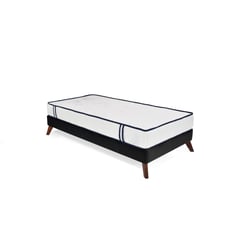 GENERICO - Base Cama Santorini Sencillo Tela Negro con Colchón Varna