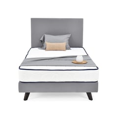 GENERICO - Set de Dormitorio Santorini Semidoble Tela Plata con Colchón Varna