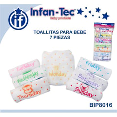INFANTEC - Babitas semanario x 7 unidades baberos para bebe Unisex Blanco