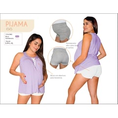 MOMMY GLAM - PIJAMA DE MATERNIDAD BLUSA DE LACTANCIA Y PANTALONETA IRIS