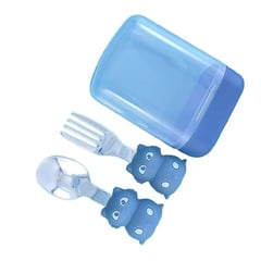 GENERICO - Set De Mini cubiertos Gatito Con Estuche Para Niños - Azul