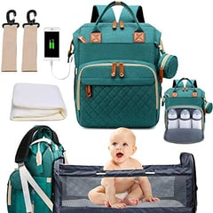 BABY ON - Morral pañalera tipo cuna con cambiador 3 en 1 VerdeTurquesa