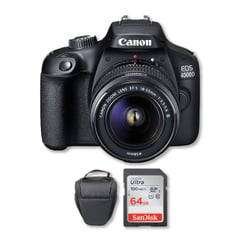 CANON - 4000D con lente 18-55mm Memoria 64Gb de 100Mbs Bolso