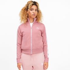 PUMA - BUZO MUJER CLASSICS T7 TRACK ROSA BLANCO.