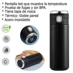 GENERICO - Termo Inteligente Con Pantalla Led Medidor De Temperatura - NEGRO