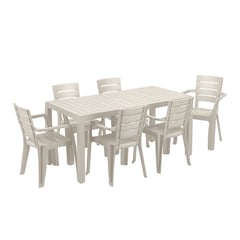 RIMAX - Comedor Familiar (1 Mesa + 6 Sillas Con Brazos TAUPE)