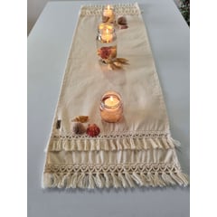 NOSSARENA - Camino de mesa en lona color beige 1.50 X 40CM NOSSARENA