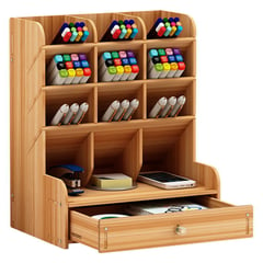 GENERICO - Organizador Escritorio Madera Mueble Lapices Lapiceros Cajon