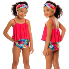 PRAIE - Vestido de Baño Bikini Niña 1511N Fucsia Flores Boleros