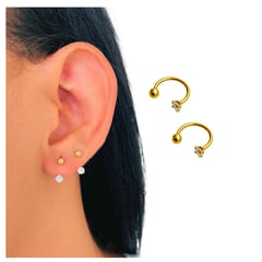 GENERICO - Piercing Acero Inoxidable Set Punto Cristal