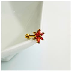 ACCESORIOS DE EVA - Piercing Acero Inoxidable Flor Rojo