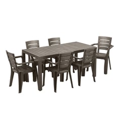 RIMAX - Comedor Familiar (1 Mesa + 6 Sillas Con Brazos MOCCA)