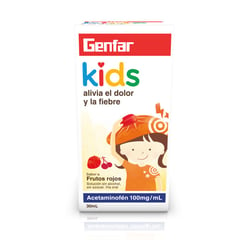 GENFAR - Acetaminofen Kids Sabor Frutos Rojos 100mg Caja X 30m