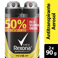 REXONA - Oferta Desodorante V8 Men Spray X 2und X 90g