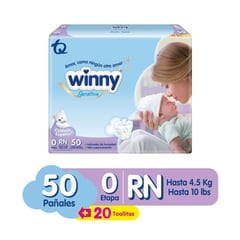 WINNY - Oferta Pañal Sensitive Etapa 0 X 50und + 20 Toallas