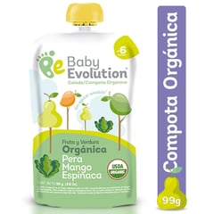 BABY EVOLUTION - Compota Pera Mango Espinaca X 99gr