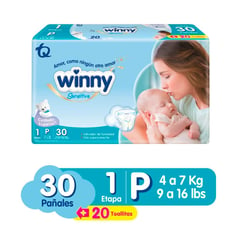 WINNY - Pañal Sensitive Etapa 1 X 30und + 20 Toallitas