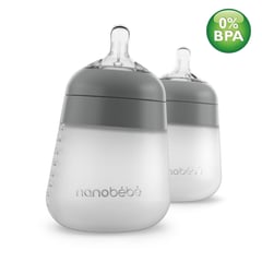 NANOBEBE - Biberón de silicona flexy 9 oz - 2 Und Gris