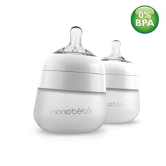 NANOBEBE - Biberón de silicona flexy 5 oz. - 2 Und Blanco