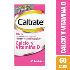 CALTRATE - 600 Con Vitamina D 400ui X 60 Tabletas