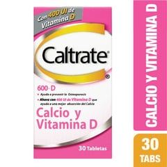 CALTRATE - 600 Con Vitamina D 400ui X 30 Tabletas