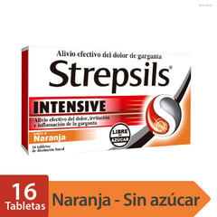 STREPSILS - Intensive Sin Azucar Naranja X 16 Tabletas