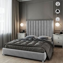 EKONOMODO COLOMBIA - Cama Queen Cabecero Natura, Gris plata