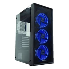 UNITEC - Gabinete Pc Gamer Vidrio Templado, Caja Atx / 3 Coolers Rgb