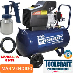 TOOLCRAFT - Compresor de aire 21 lts 2 1/2 hp marca + pistola y manguera