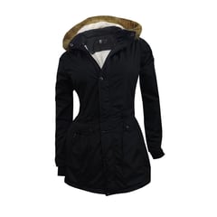 GENERICO - Chaqueta o Gabán Impermeable tipo Parca para Mujer NEGRO.